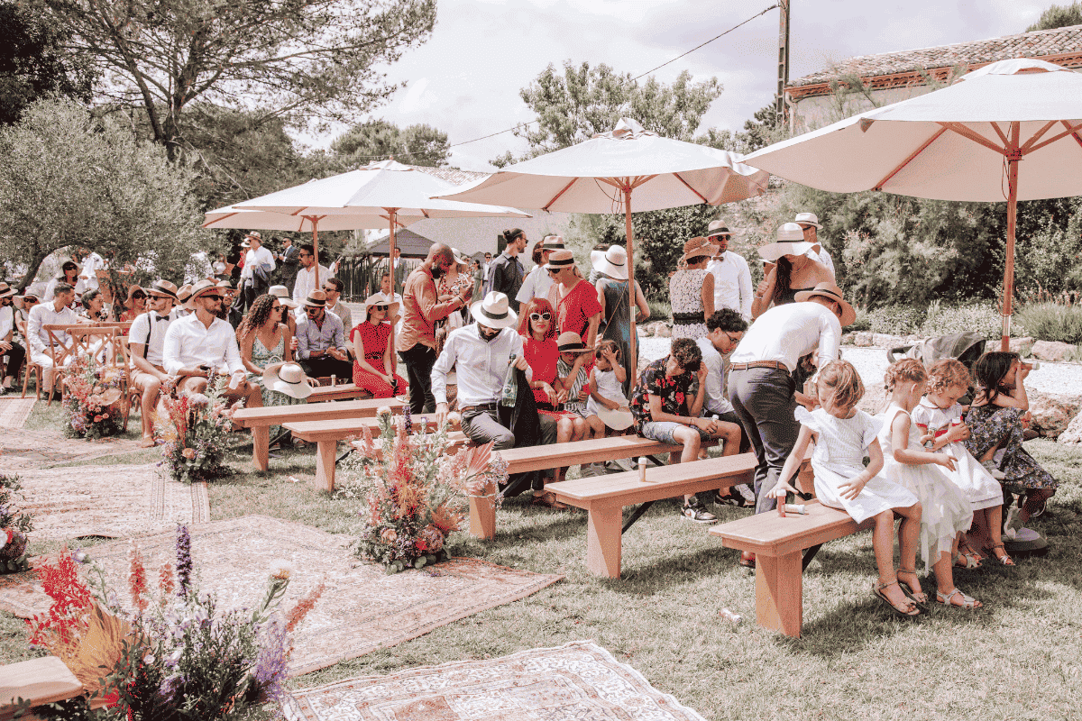 people attending a secular ceremony at one of the outdoor spaces called the Belvédère - Event venue South France